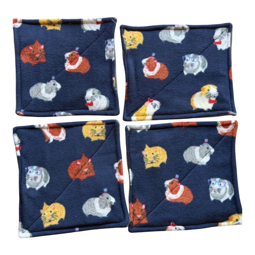 Guinea Pig Piddle Pads 4 Fleece 16" and 11" Reversible New Absorbent